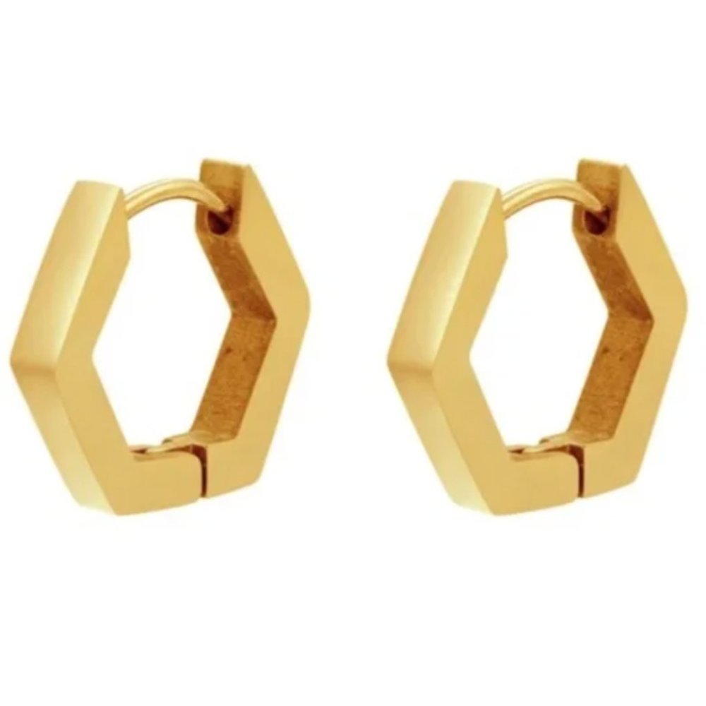 Zara minimalist circle pentagon hoop earrings